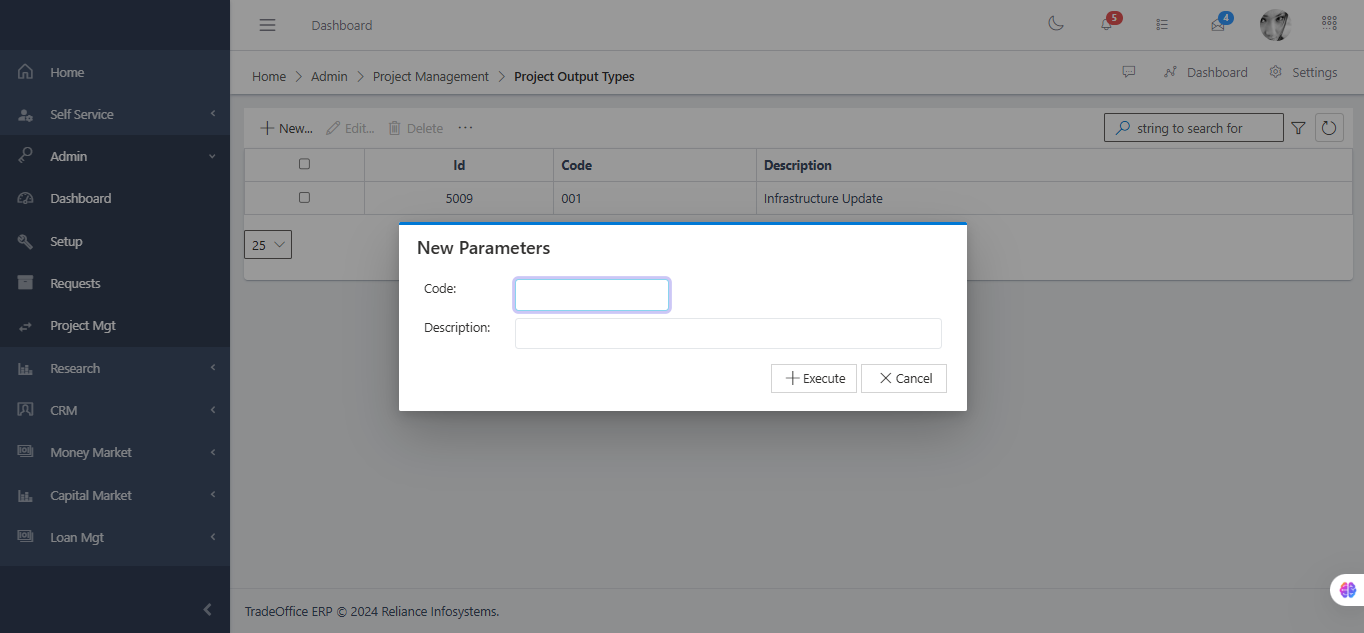 Project Output types