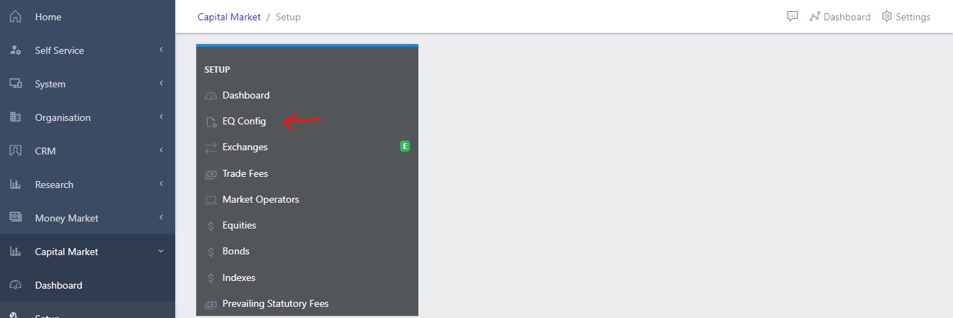 image Showing EQ Configs dashboard view