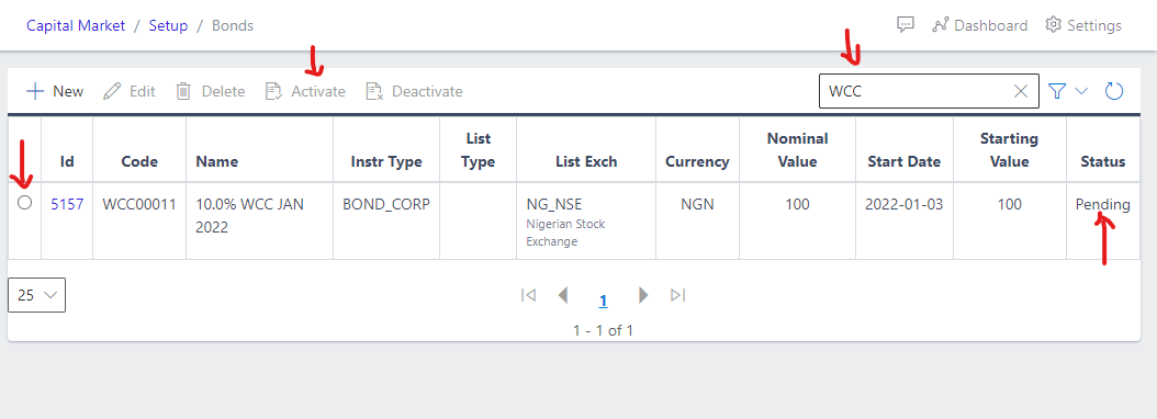image Showing selected ID for activation view