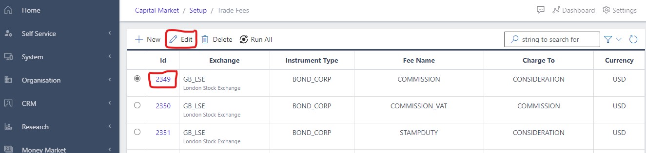 image Showing selected ID for editing view