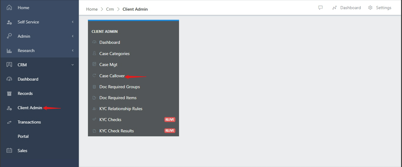 Fig 1 Case Call Over Navigation
