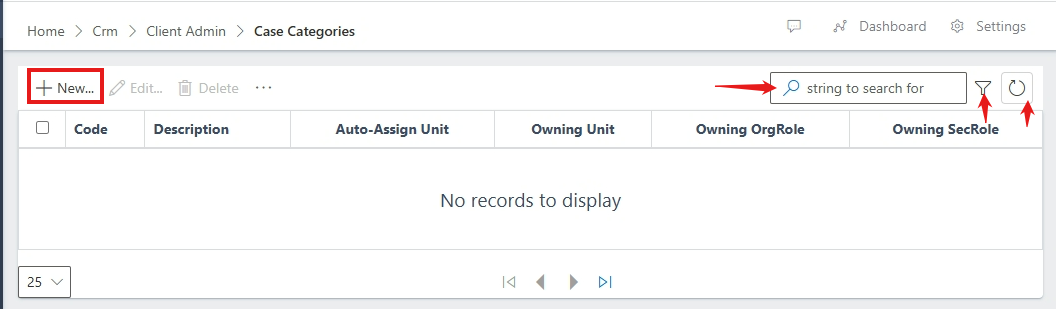 Fig 1  Searching and Filtering Case Categories