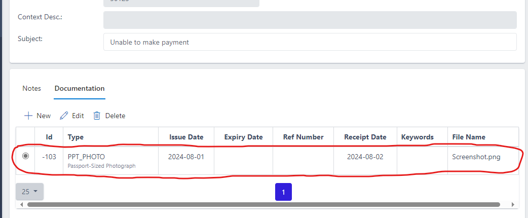 image showing modal box for uploading case documentation
