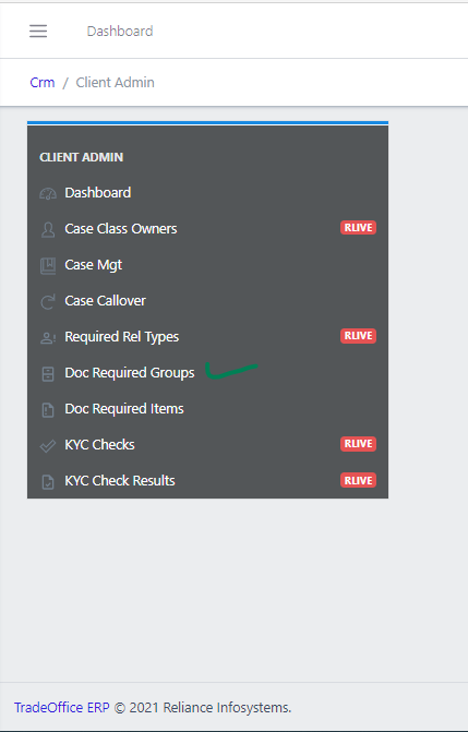 fig 1  Navigating to Document Required Group