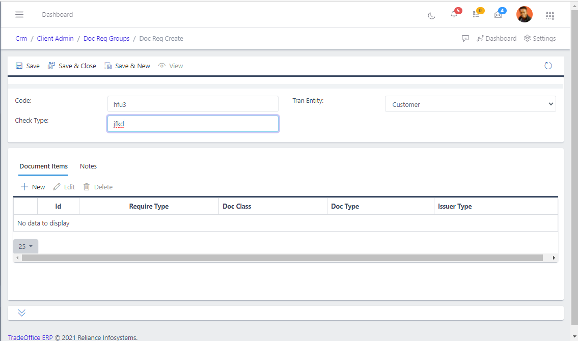 fig 4  Creating Document Required Group