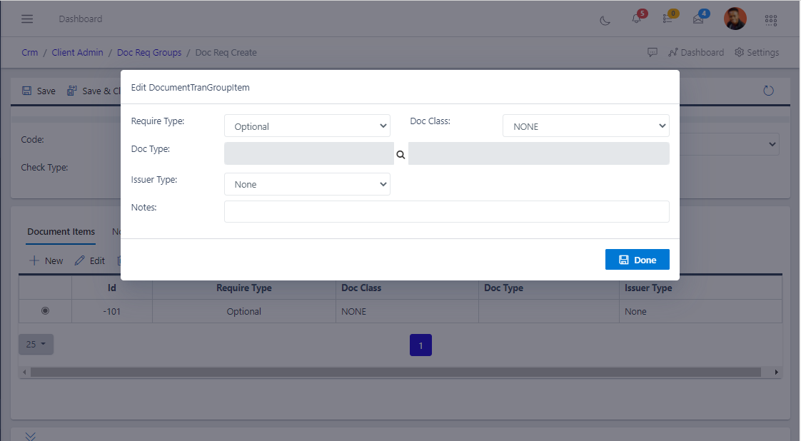 fig 6  Creating Document Required Group