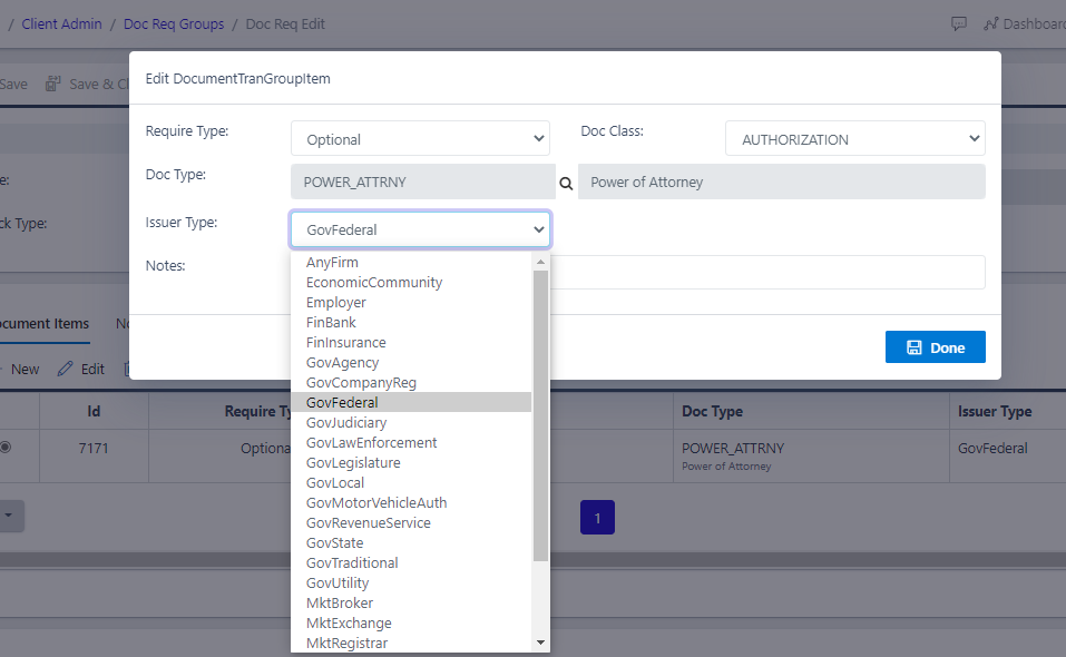 fig 3e  Creating Document Required Group- Adding Issuer Type
