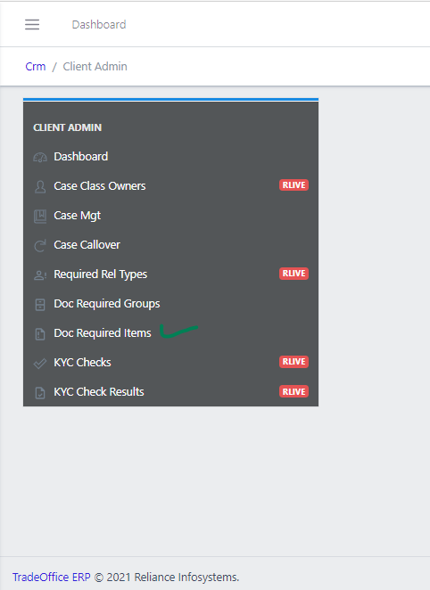 Fig 1  Navigating to Document Required Item