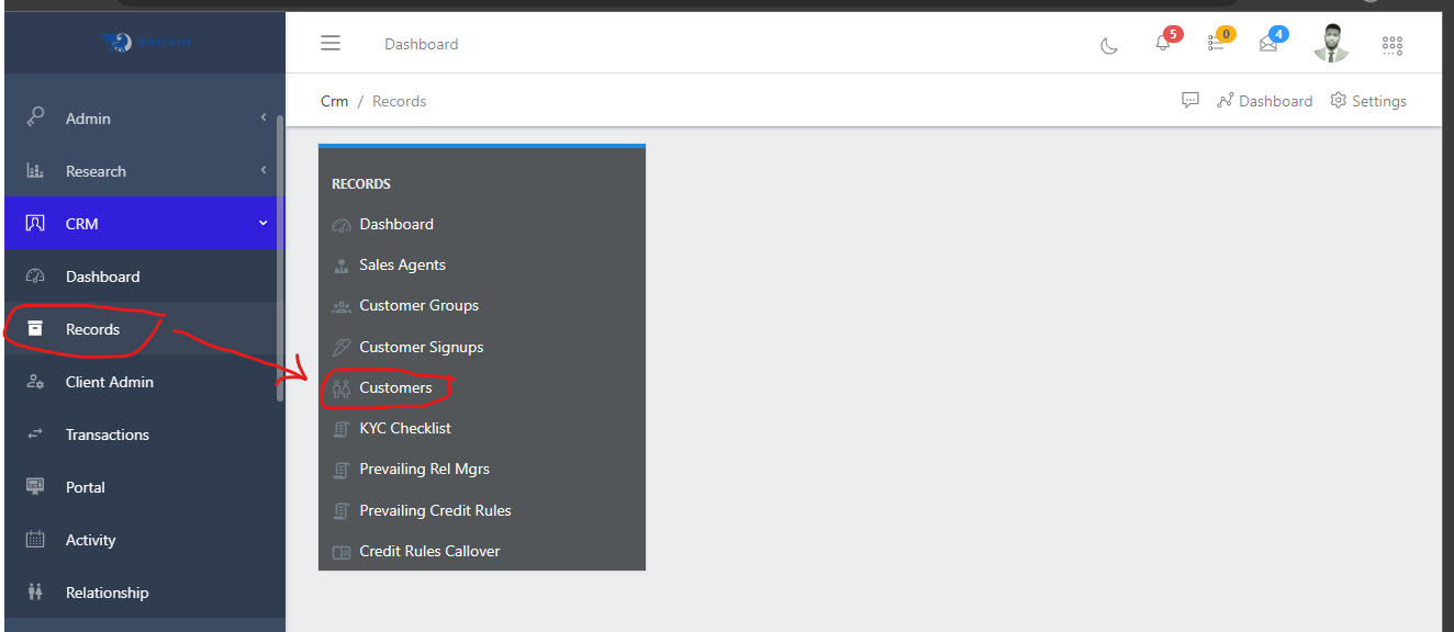 Customers Navigation