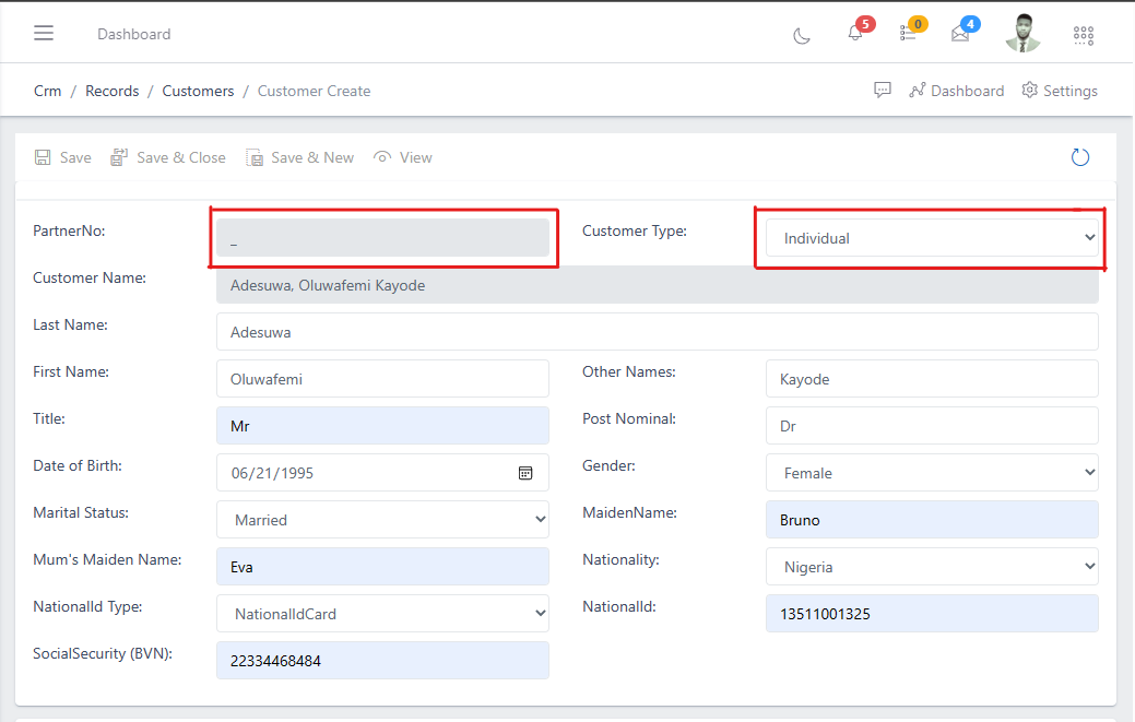 image showing customer onboarding form