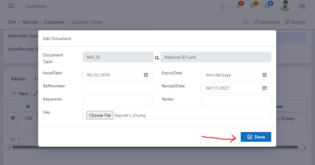 customer documentation form