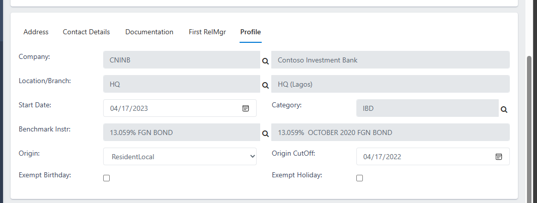 image showing customer profile form