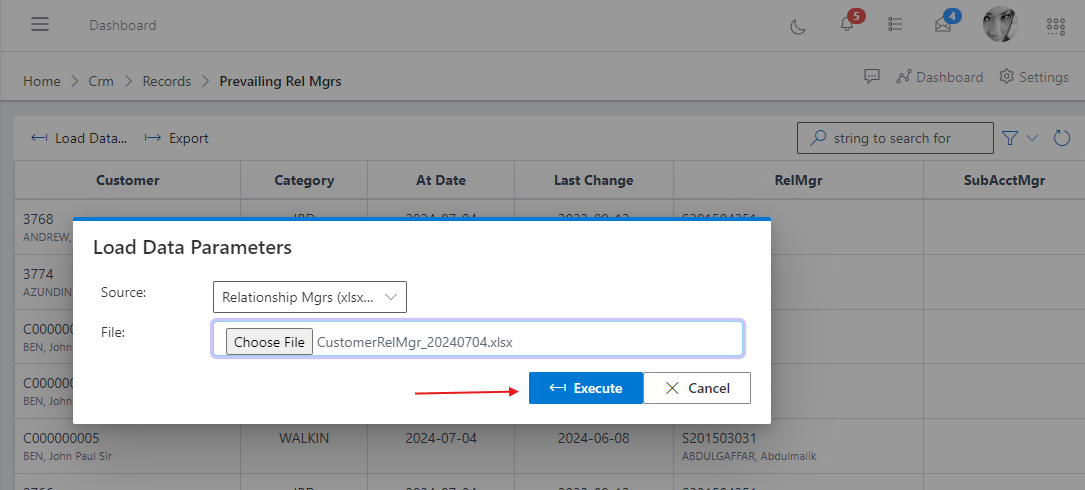 prevailing relationship managers execute button