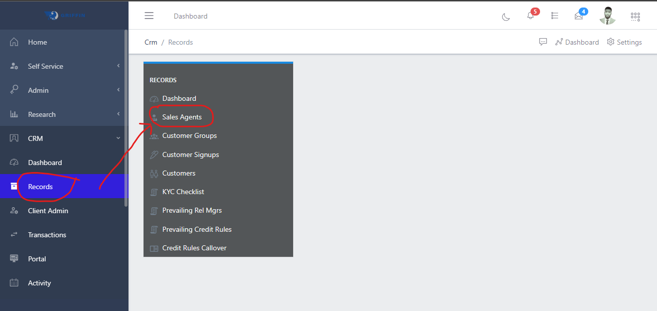sales agents Navigation
