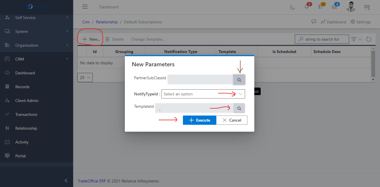 Image showing creation of default customer subcription
