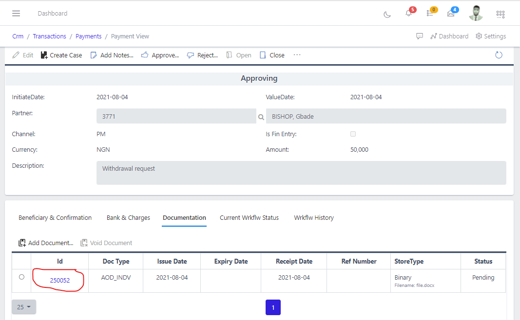 Image showing ID of uploaded document