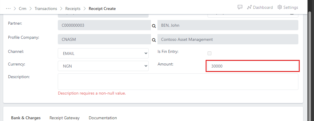 Fig.13 Showing input field for amount