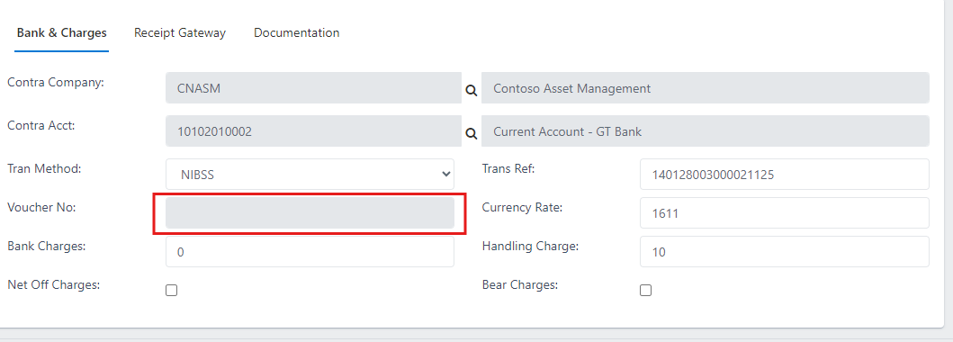 Fig.22 showing voucher no. blank input field