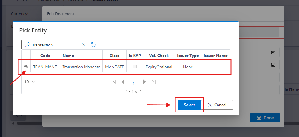 Fig.31 showing search result and button to select search result