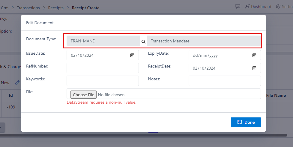 Fig.32 showing selected document type