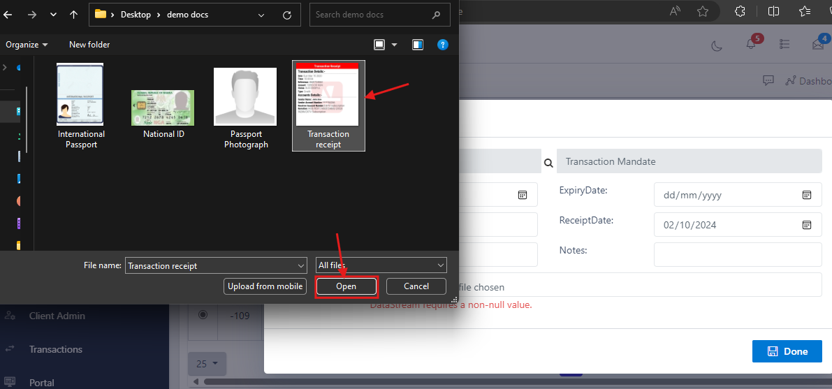 Fig.34 showing computer folder containing the document for upload
