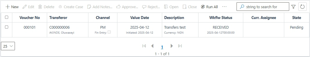 image showing transfers creation form