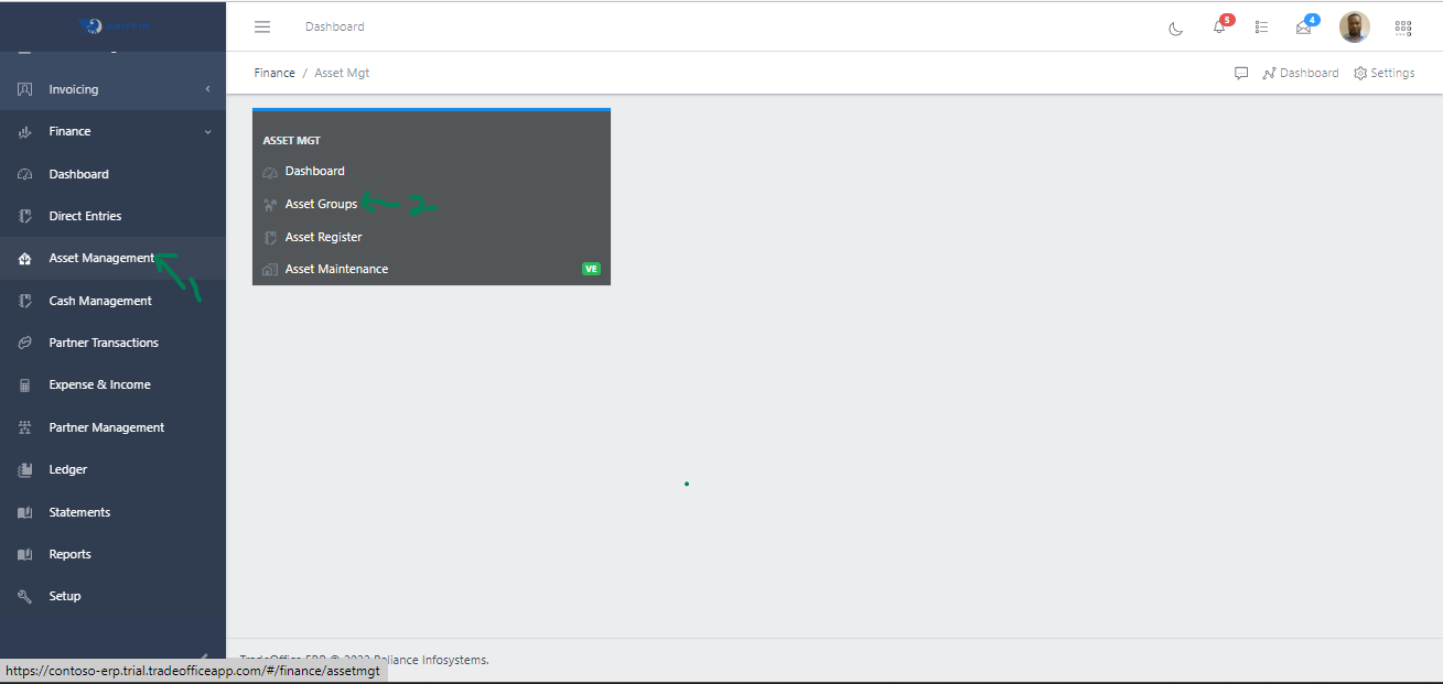 Fig 1 Navigating to Asset Groups