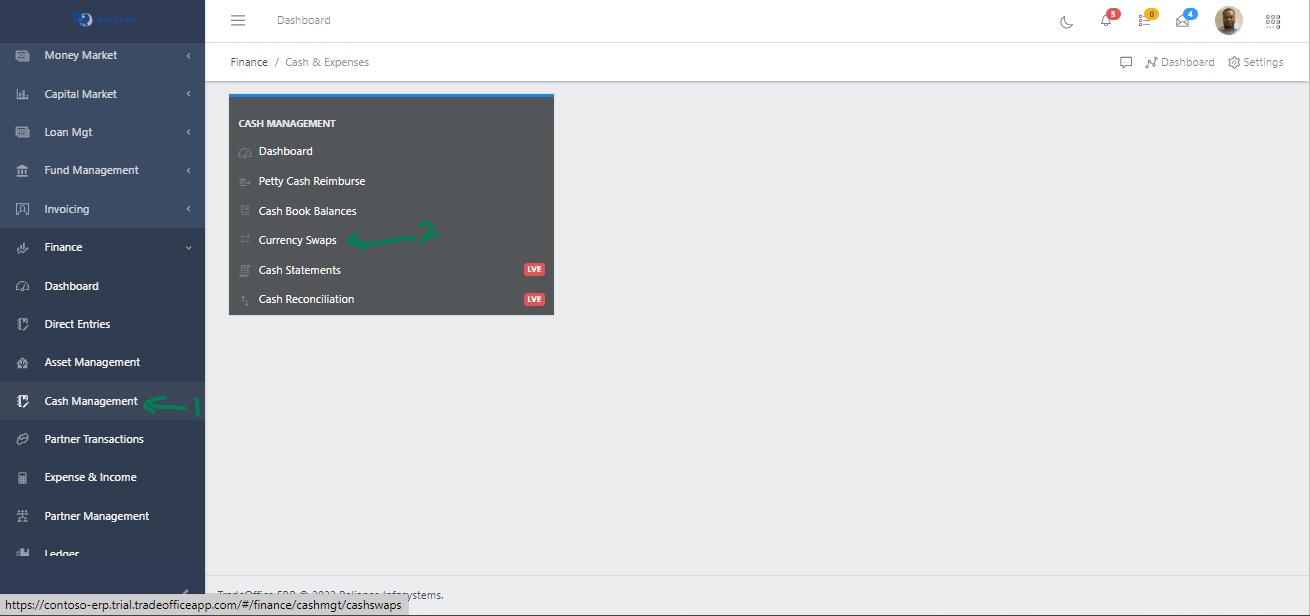 Fig 1 Navigating to Currency Swaps