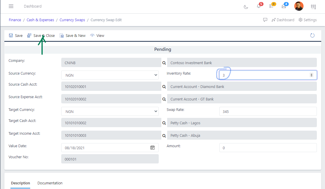 Fig 8 Saving Edited Currency Swaps