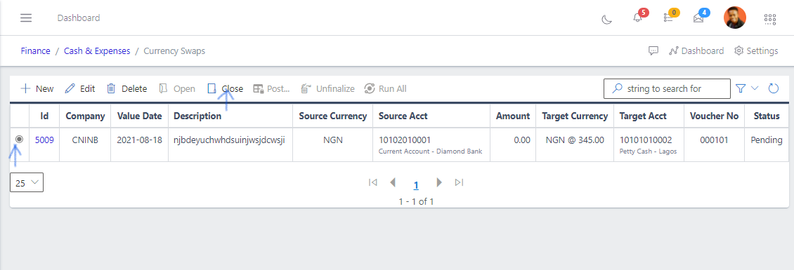 Fig 11 Closing Currency Swaps