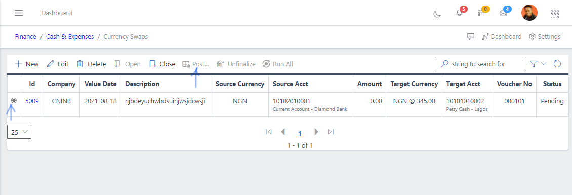 Fig 12 Posting Currency Swaps