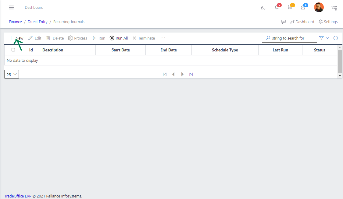 Fig 4 Creating Recuring Journal