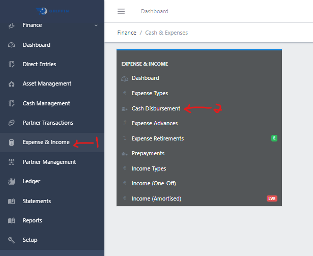 Fig 1.0 Navigating to Cash Disbursement