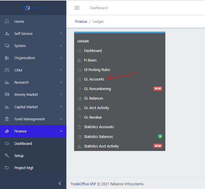 Image showing GL Account Navigation view