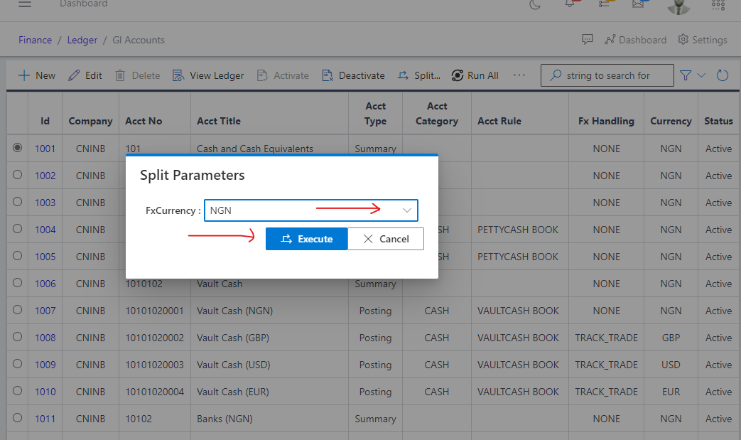  Image showing deactivate button for GL Account.
