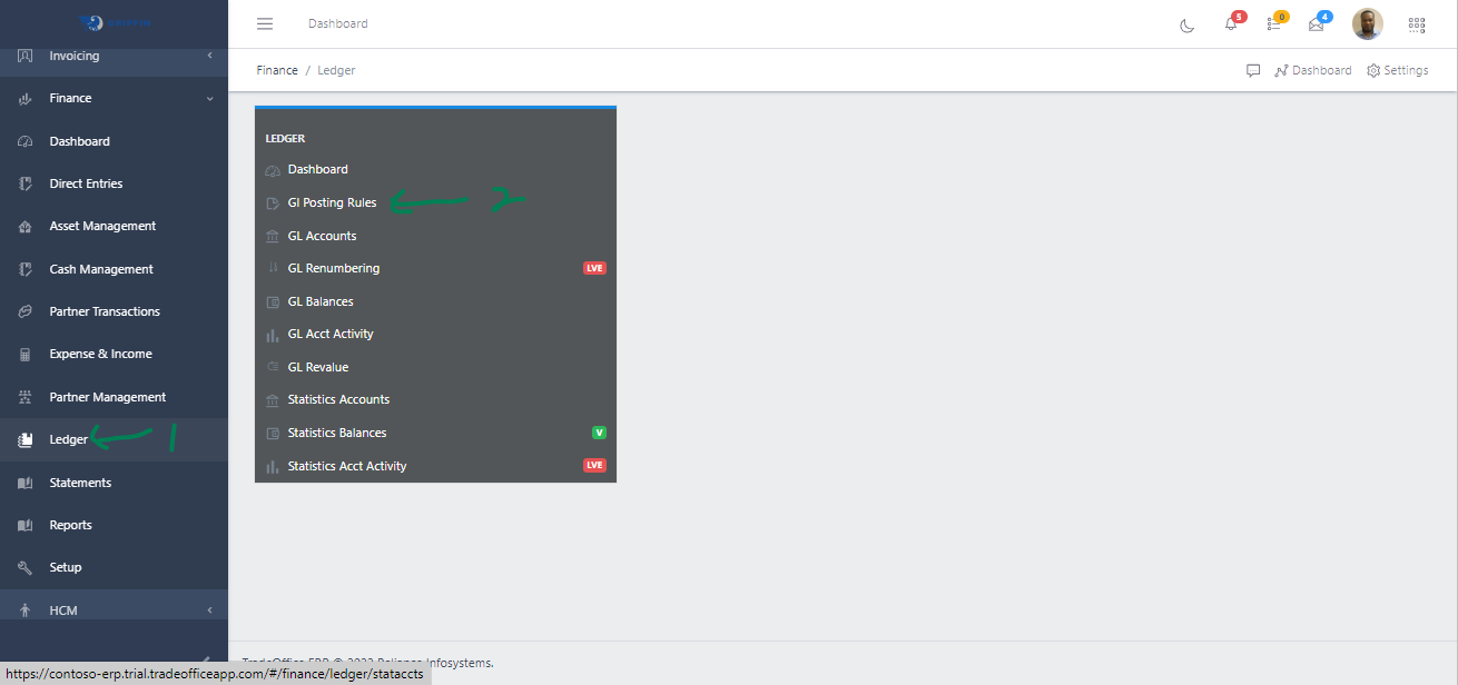 Image showing GL Posting Rules Navigation view
