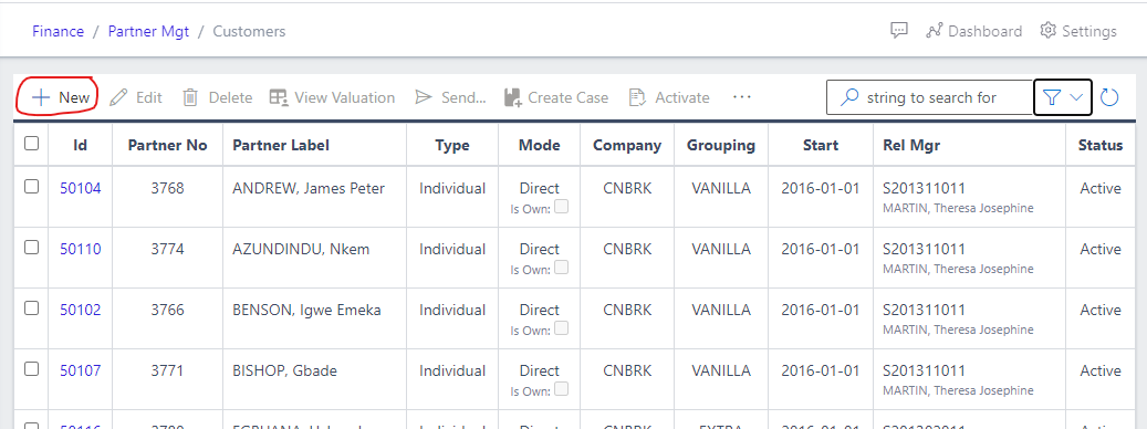 Image showing button to create customers