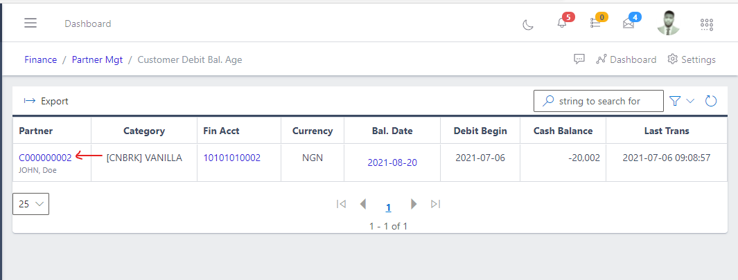 image showing customer number.