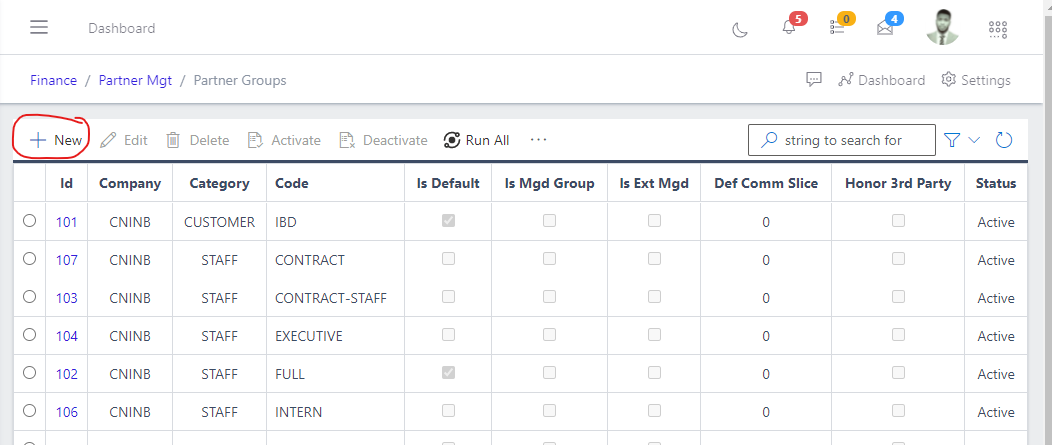 Image showing button to create partner groups