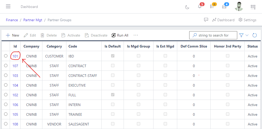 Image showing ID of a partner group