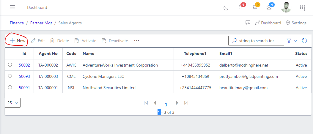 Image showing button to create sales agents
