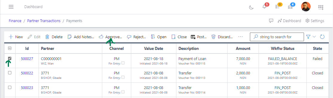 Fig 10 Approving Payment