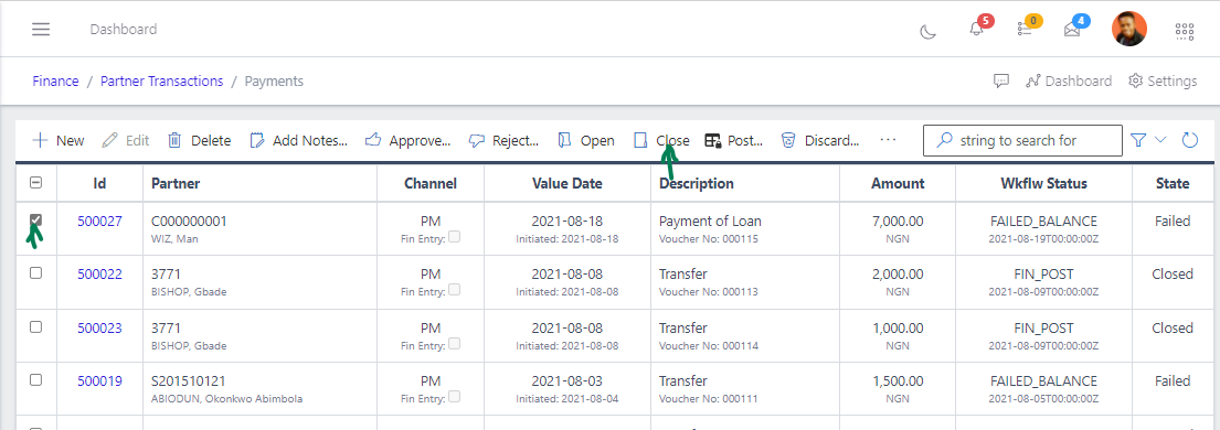 Fig 13 Closing Payment