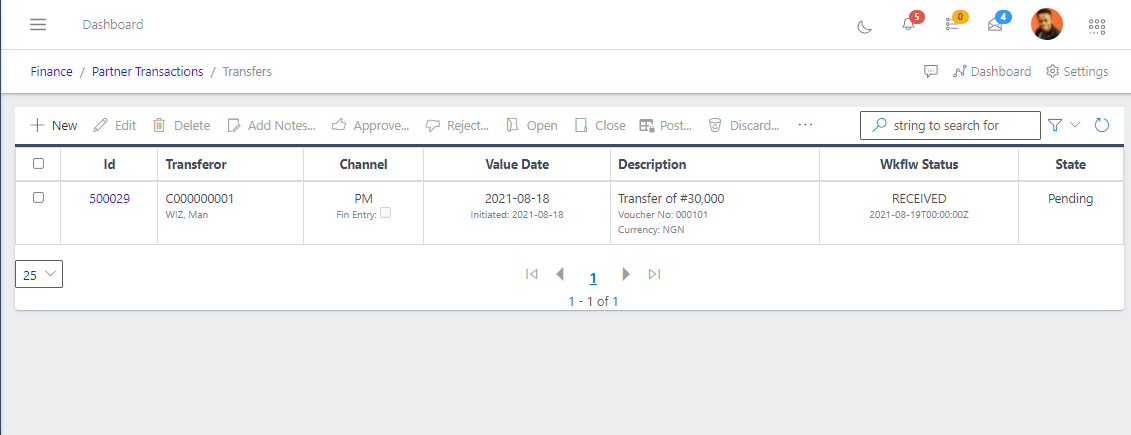 Fig 2 Listing transfer