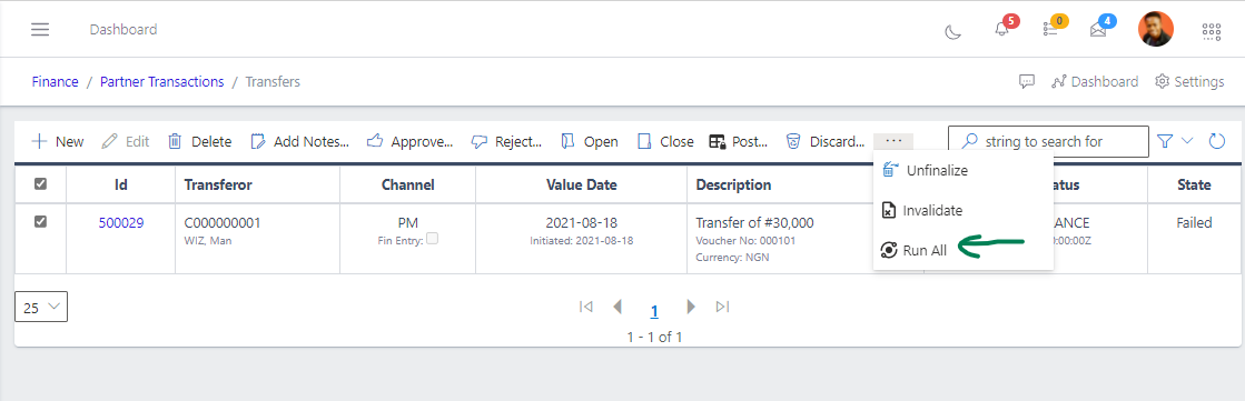 Fig 18 Running All transfers