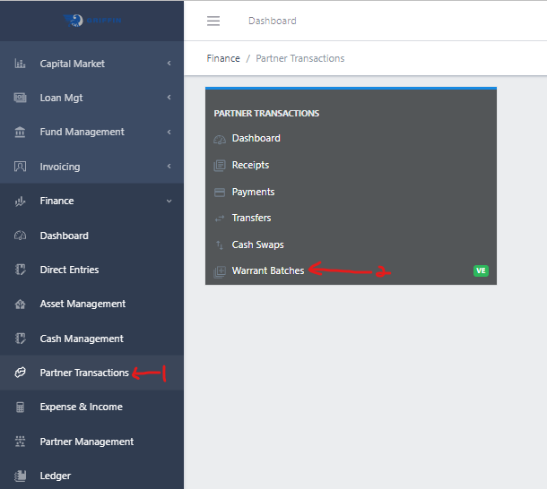 Fig 1 Navigating to Warrant Batches