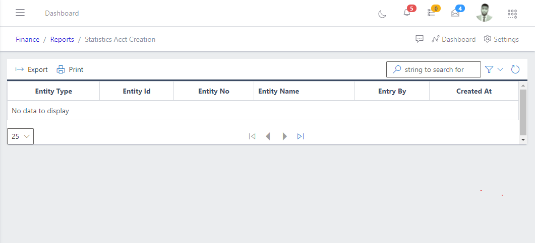 Image showing list view of Statistics Account Creation CallOver