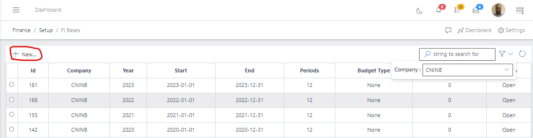 Fig 3.0 Clicking New Fi Bases
