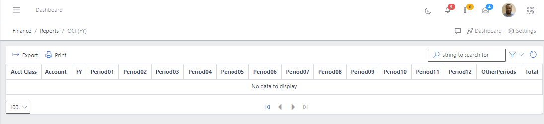 Image showing list view of OCI(FY)
