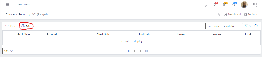 Image showing OCI(Ranged) export button